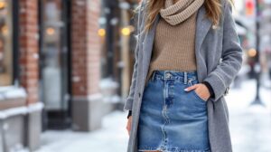 jupe en jean en hiver
