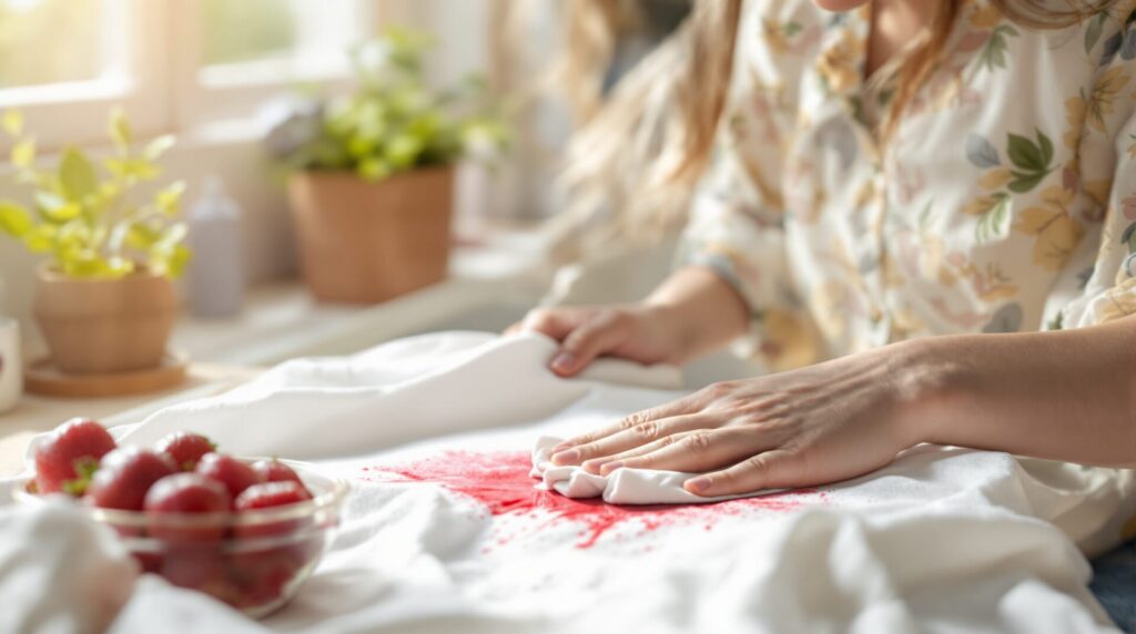 enlever tache de fruit rouge sur vetement