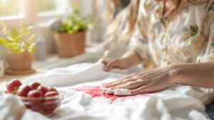 enlever tache de fruit rouge sur vetement