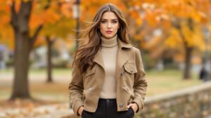 tenue avec veste kaki femme