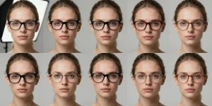 visage lunette rectangulaire femme