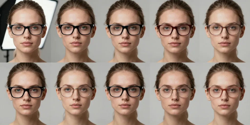 visage lunette rectangulaire femme