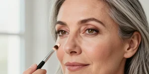 maquillage cheveux gris yeux marrons