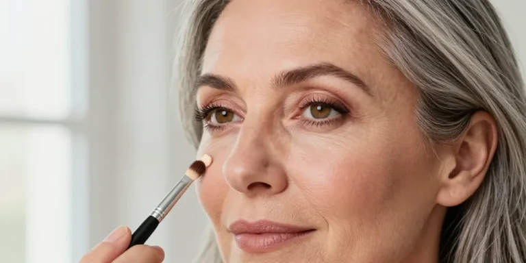 maquillage cheveux gris yeux marrons