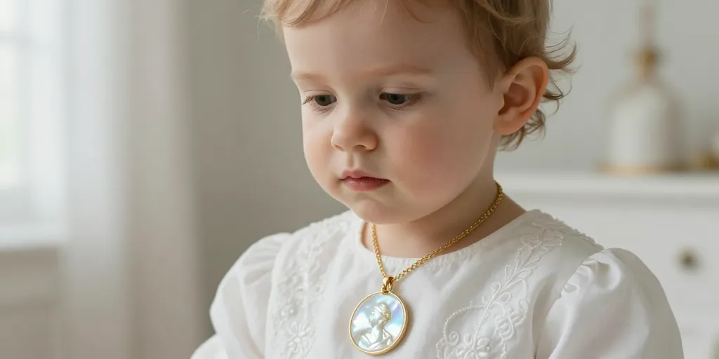 Médaille nacre : l'éclat naturel qui sublime chaque bijou de baptême